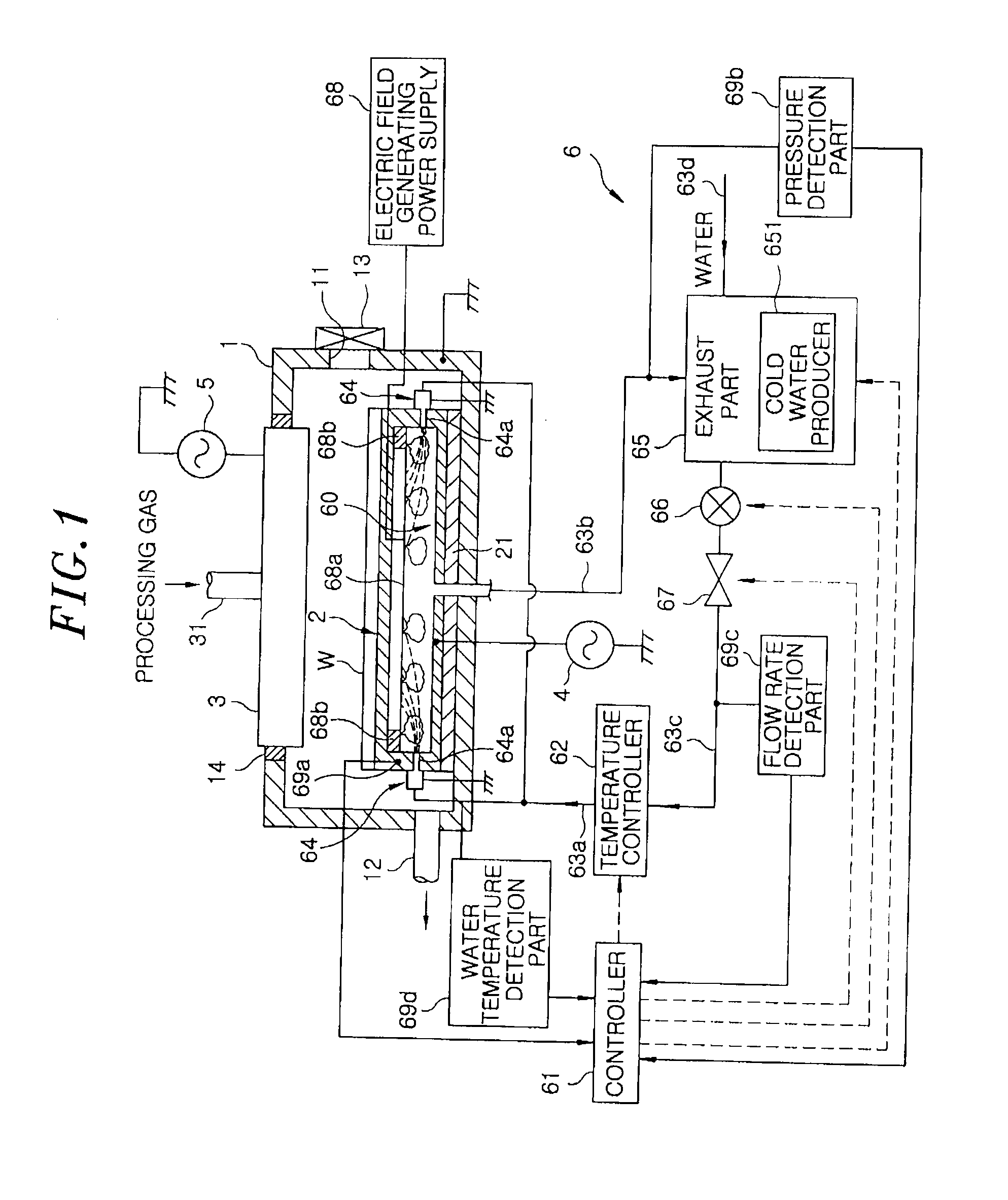 Cooling unit, processing chamber, part in the processing chamber, and cooling method