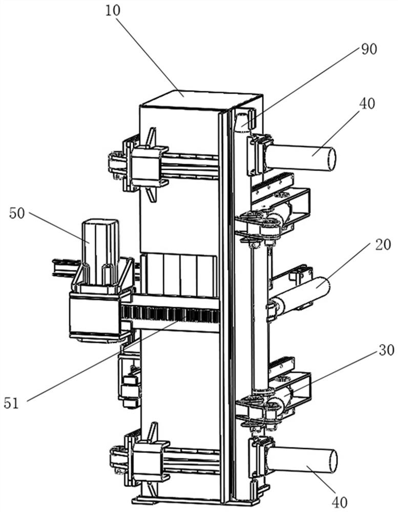 Automatic rod changing device for drill carriage and rod feeding and collecting method thereof