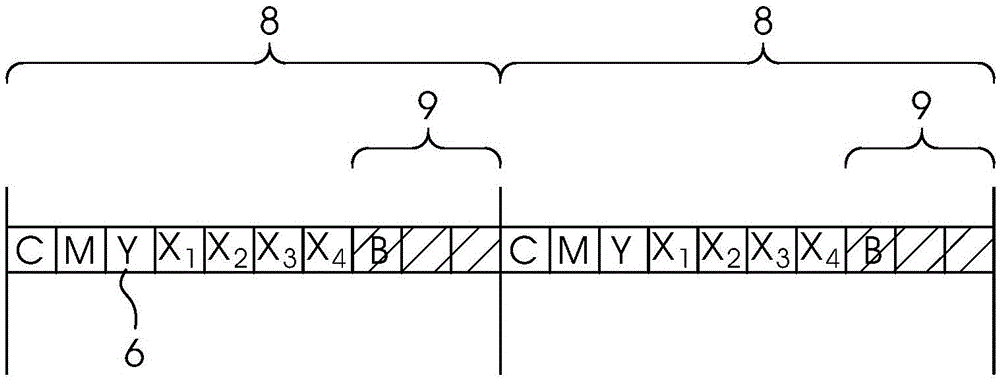 Printing control strip with split mark