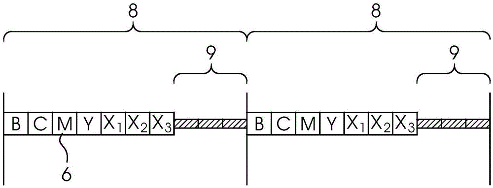 Printing control strip with split mark