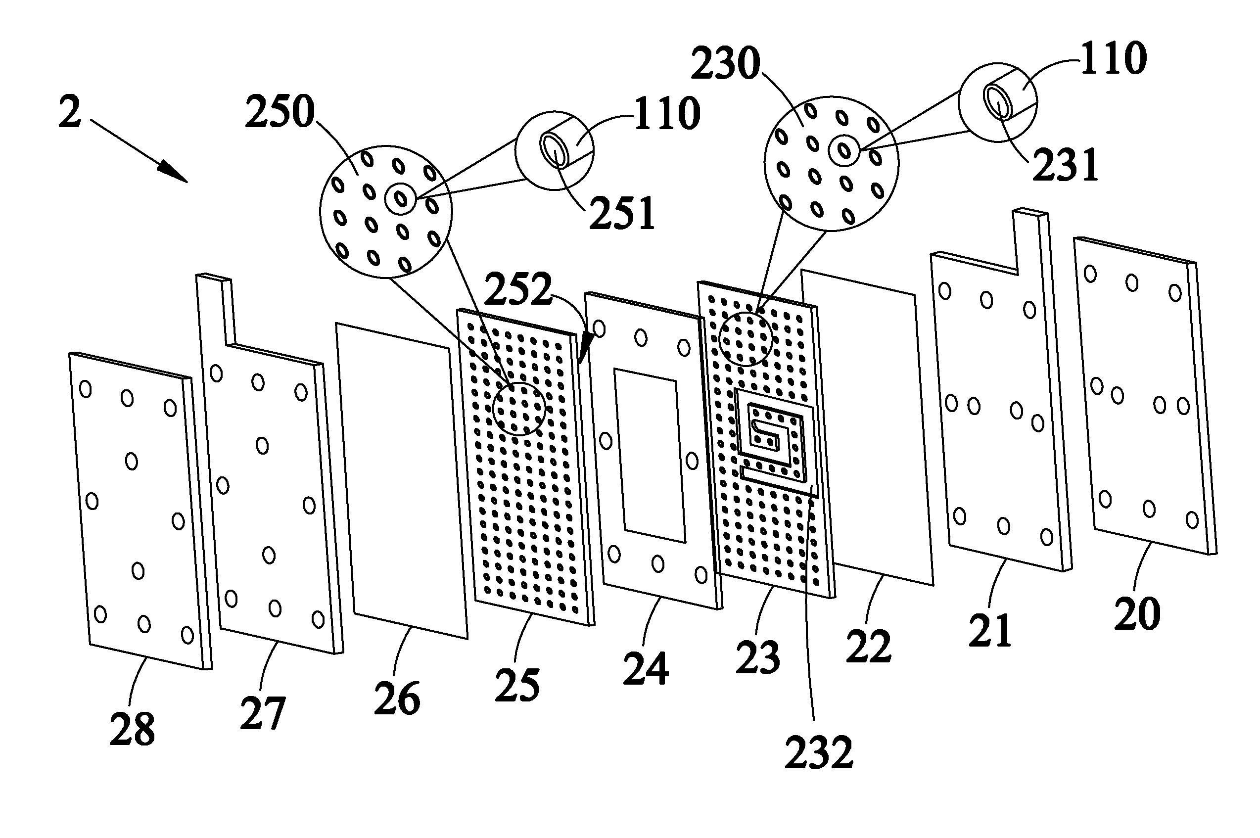 Fuel cell, plate having through-plane conductivity, and manufacturing method thereof