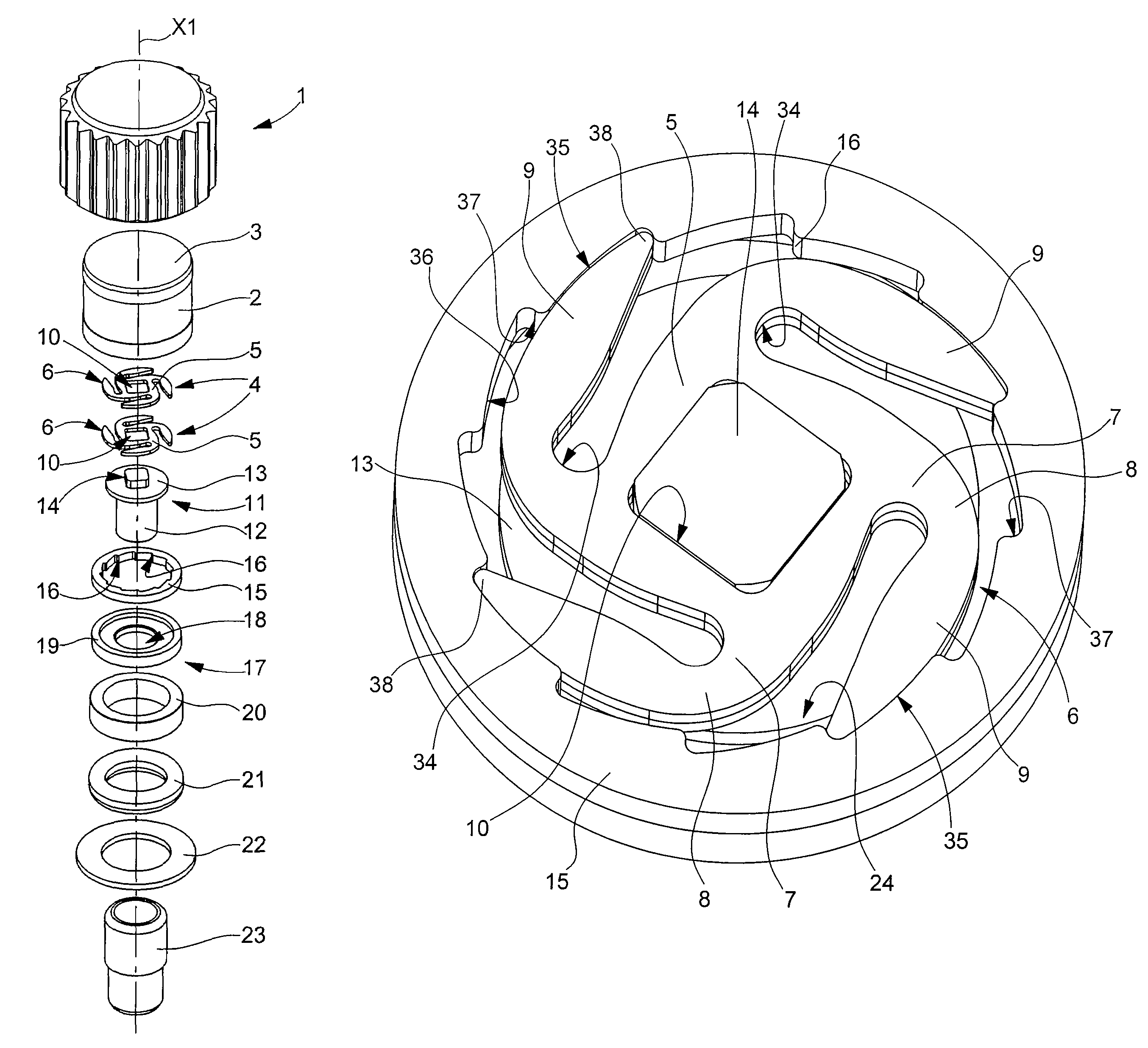 Crown for timepiece with disconnecting gear device