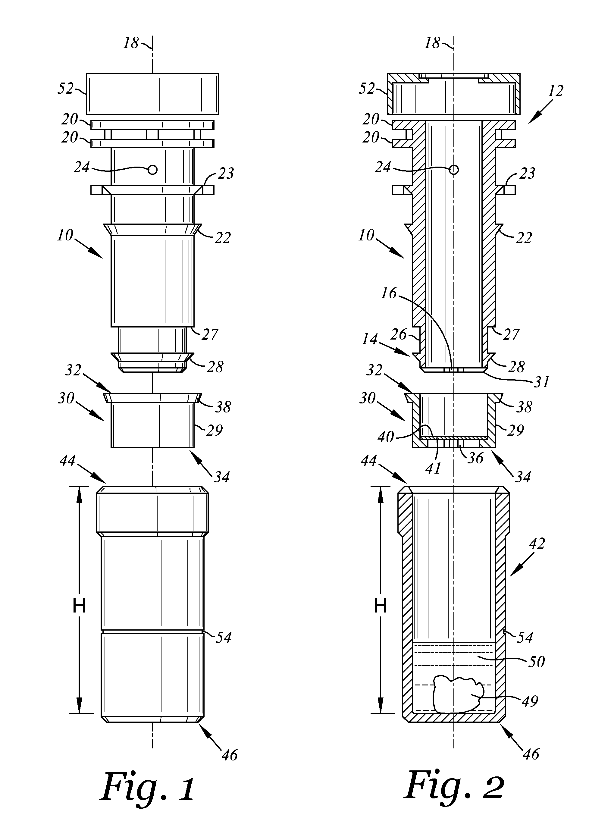 Filter vial with limited piston stroke