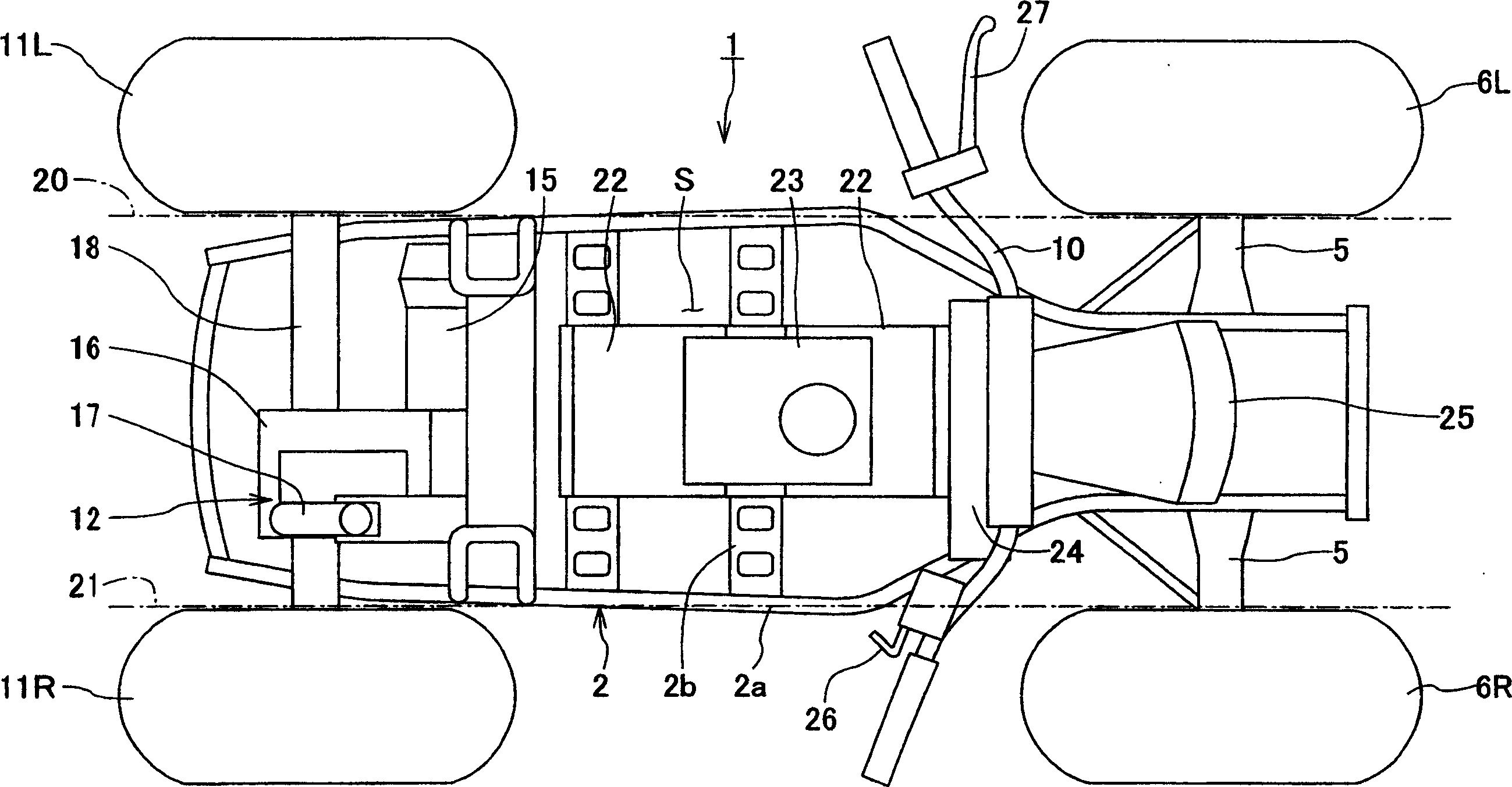 Motor driven rough-road driving four-wheeled vehicle