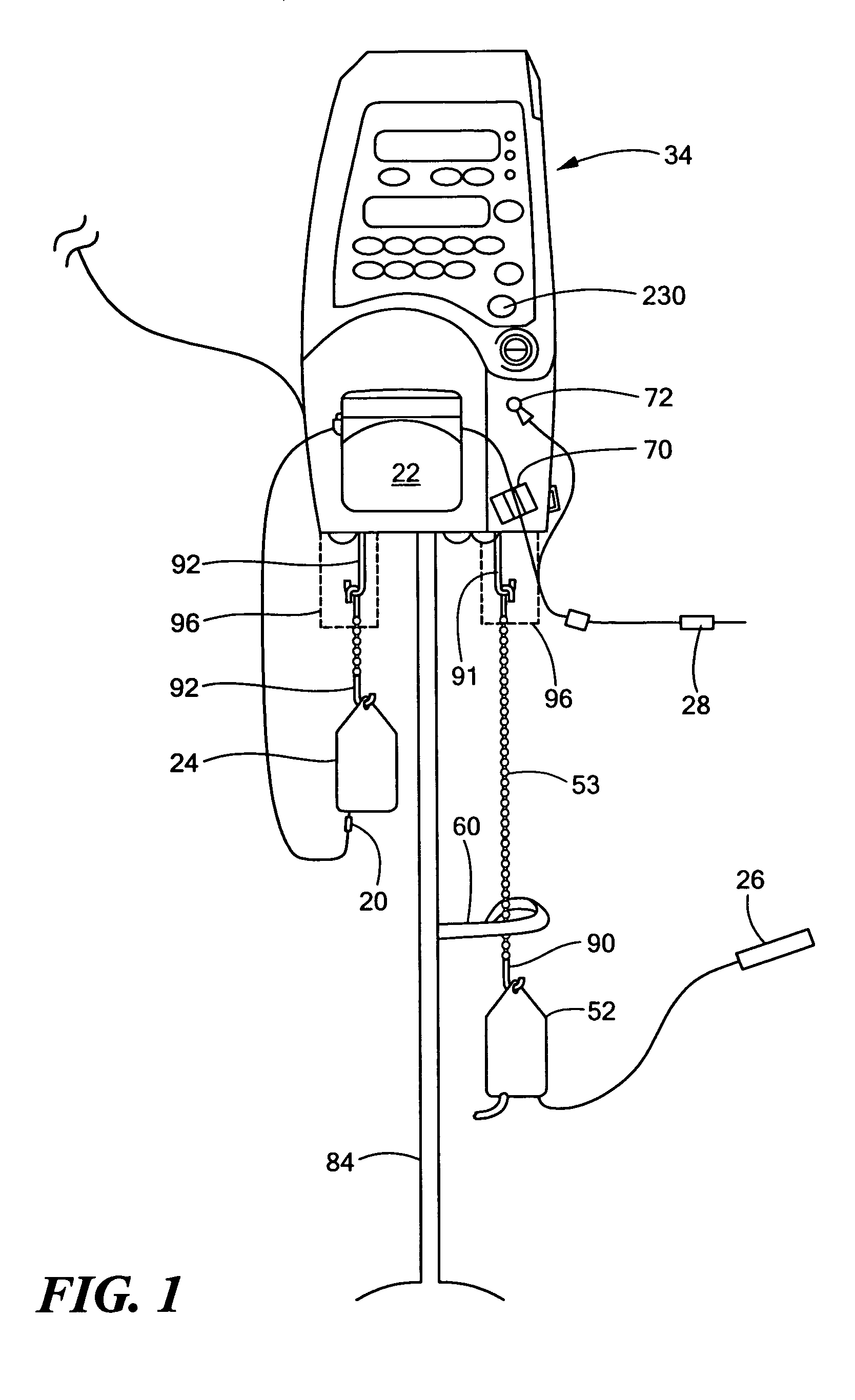 Patient hydration system with taper down feature