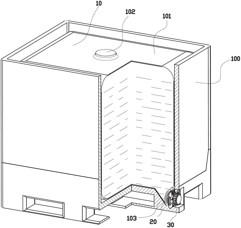 Connecting mechanism of flange and valve, and liner bag and container using connecting mechanism