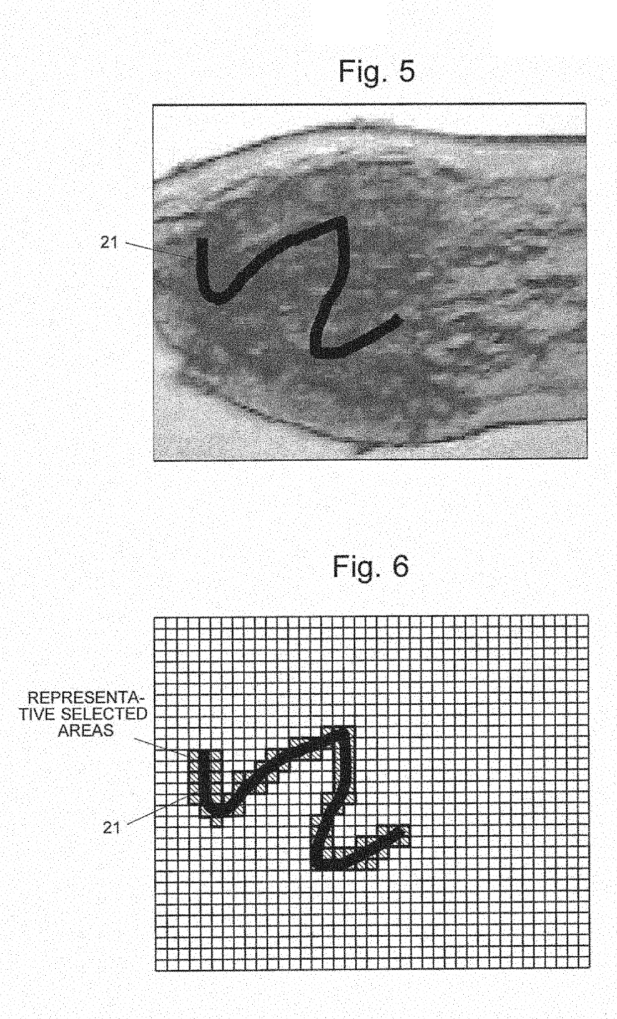 Method for setting analysis target region by extracting, from an observed image divisional areas having a value of image characteristic quantity within a value range