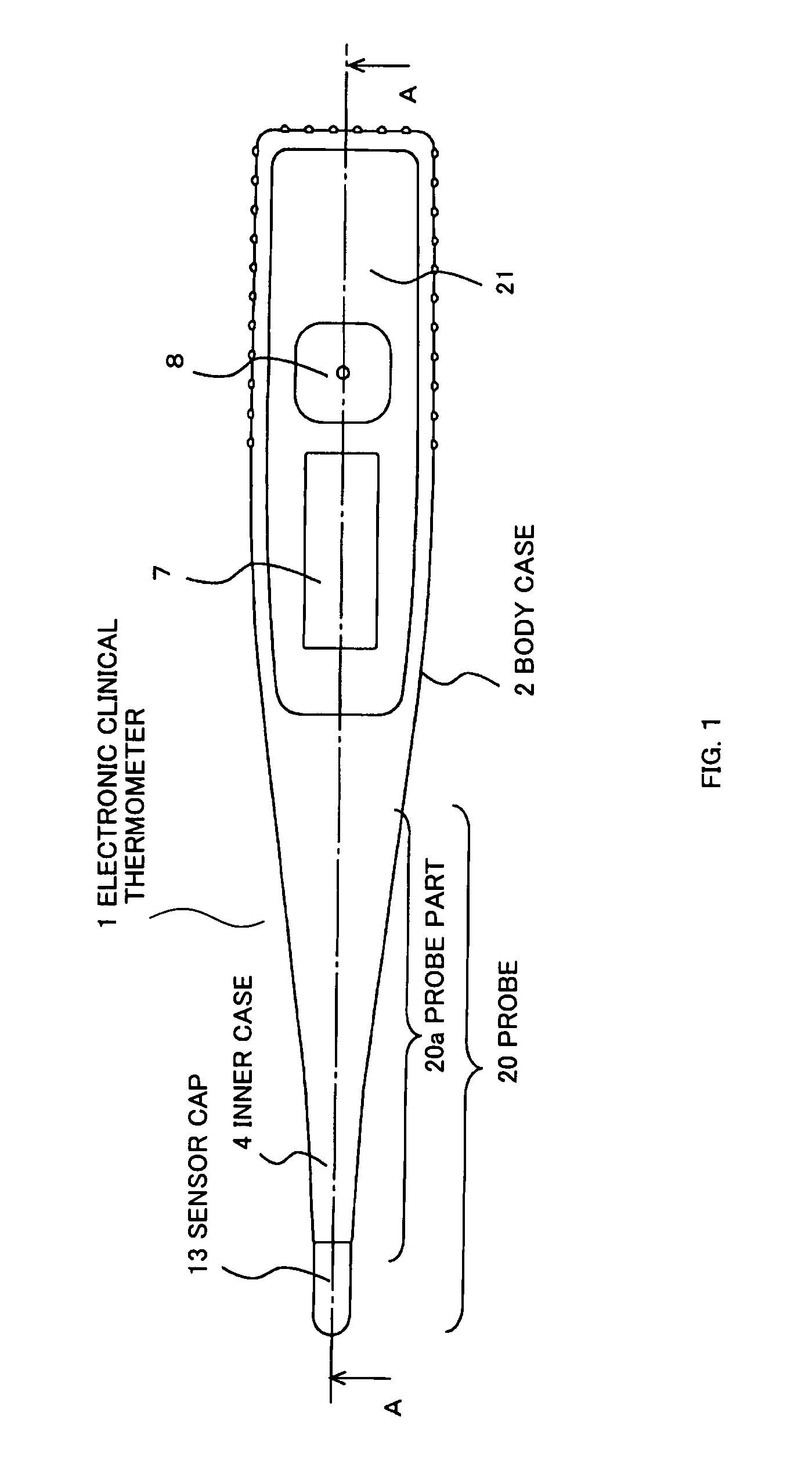 Electronic clinical thermometer and method of producing the same