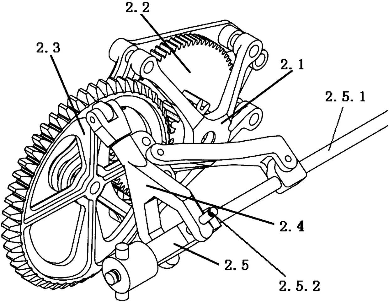 Three-dimensional flapping wing drive mechanism based on cross axis hinge and conical rocker arm