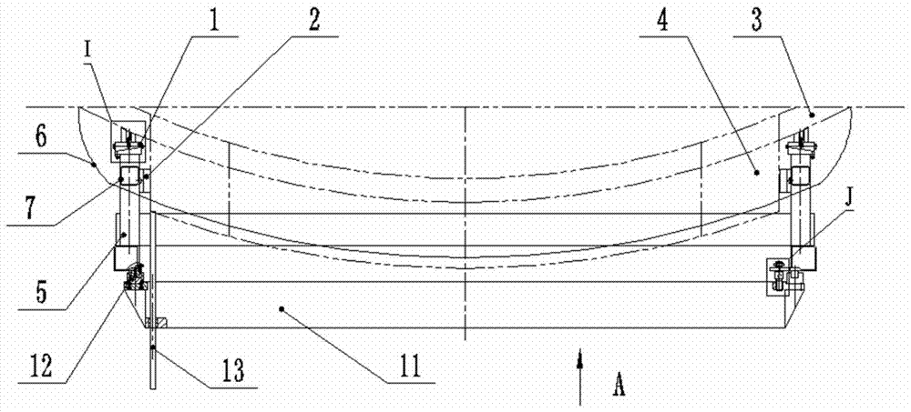 Reactor internal outlet pipe nozzle grinding and measuring device and measuring and grinding method