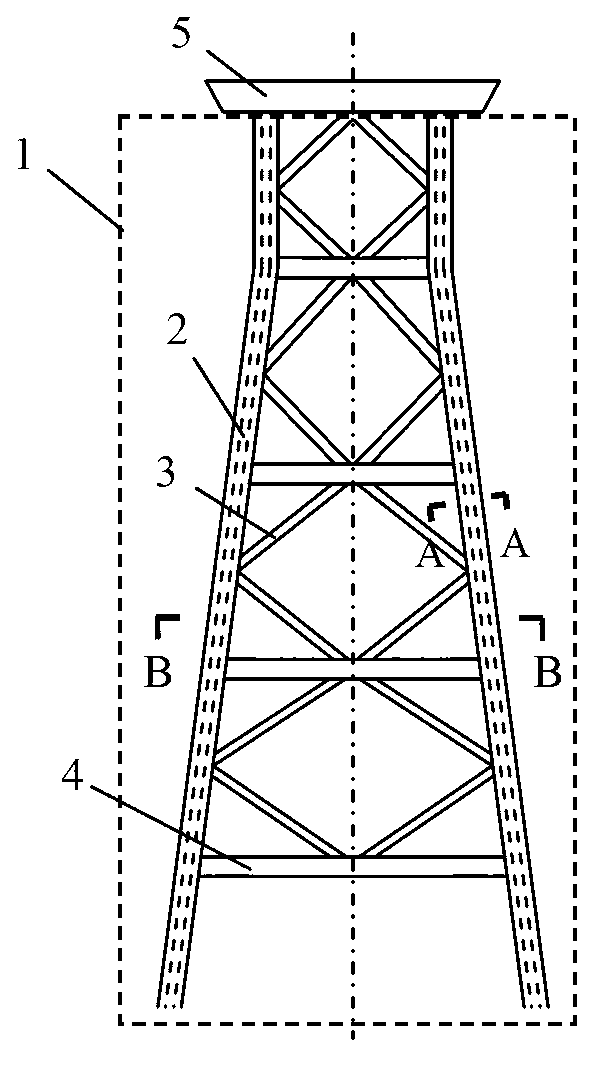 Light composite structure jacket type offshore platform