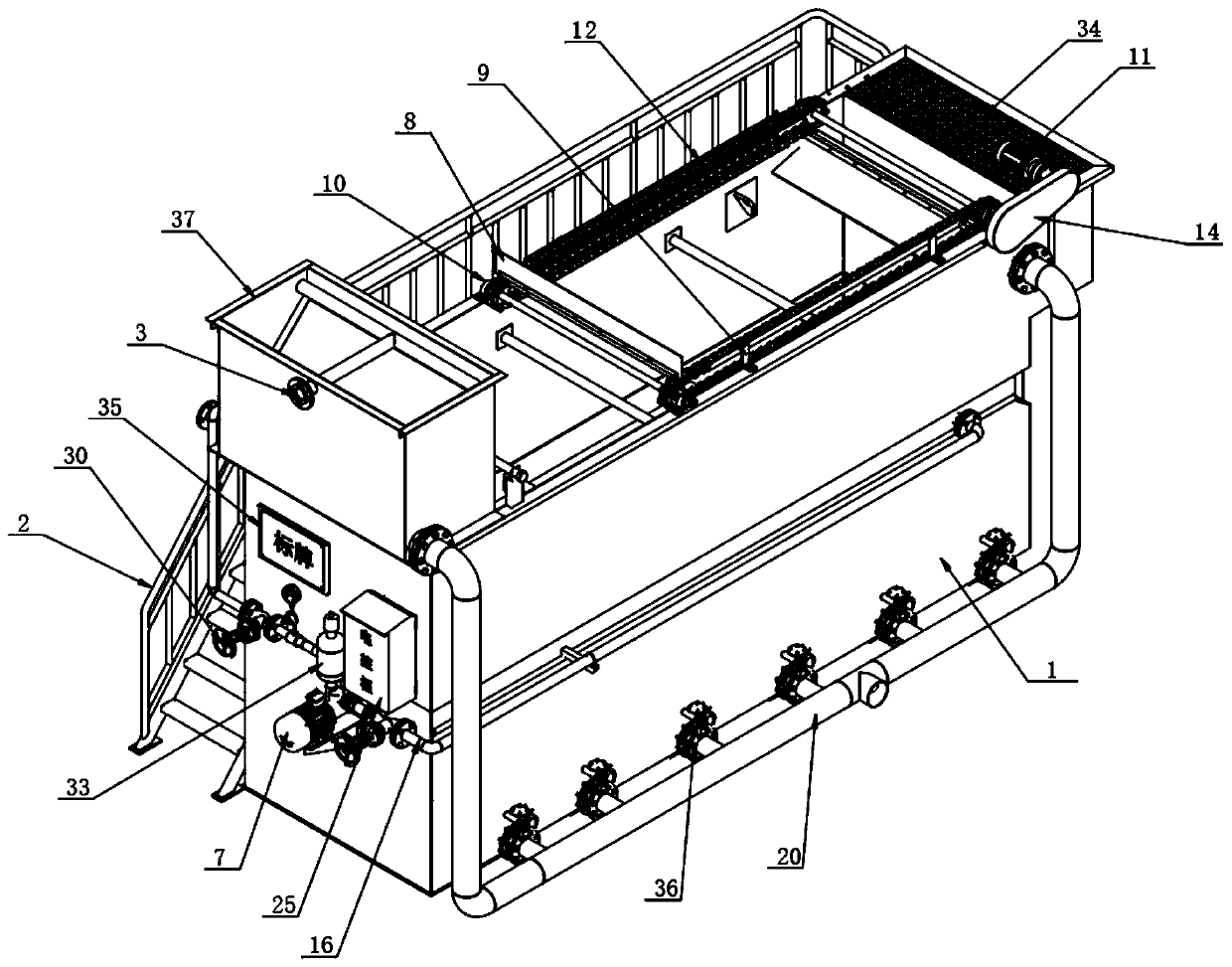 Combined slaughtering wastewater pretreatment device and operation method thereof