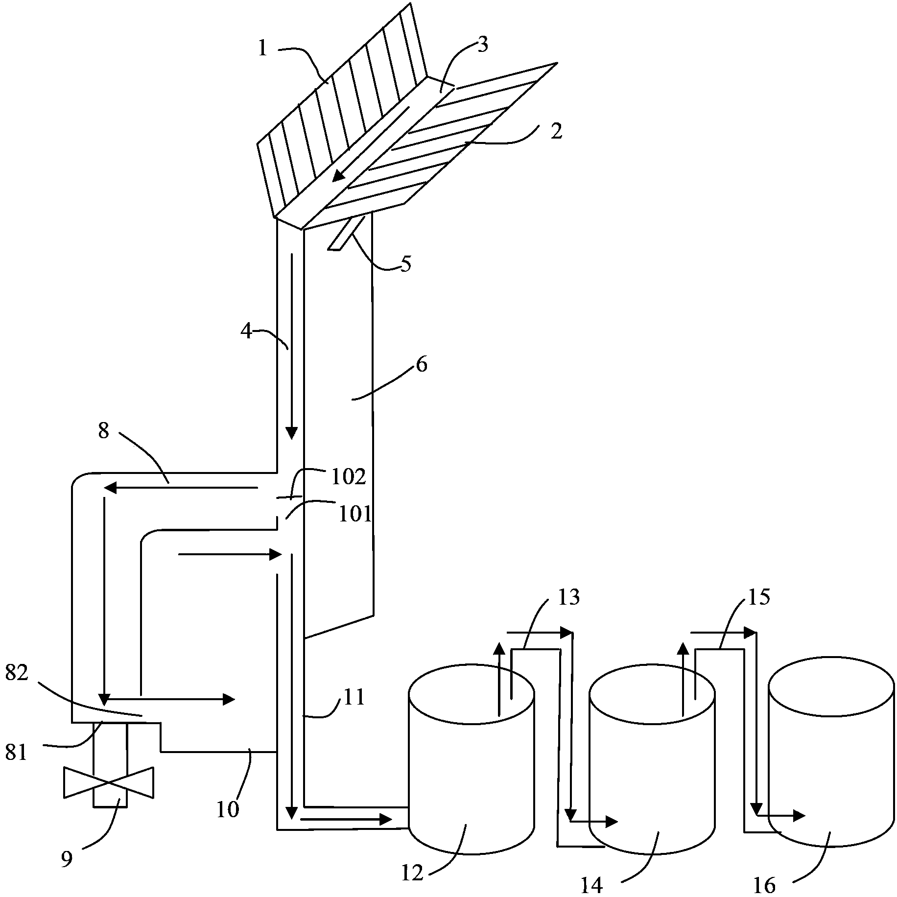 Rainwater collection system and building comprising same