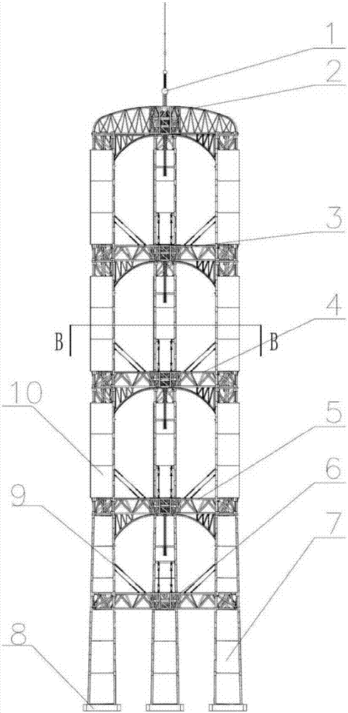 Multi-point support frame structure for integrated narrow-pipe wind-collecting power-generation system