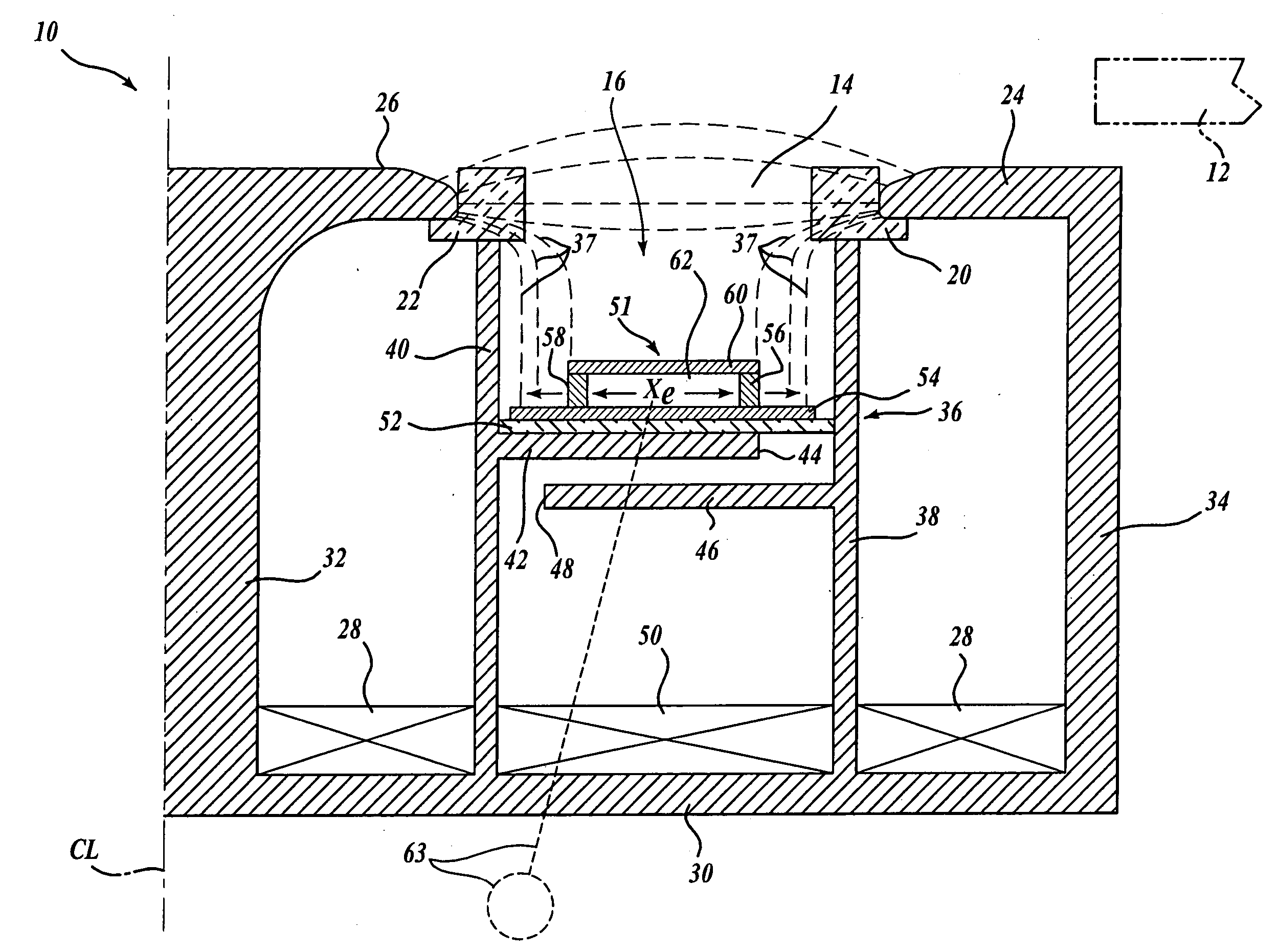 Hall effect thruster with anode having magnetic field barrier