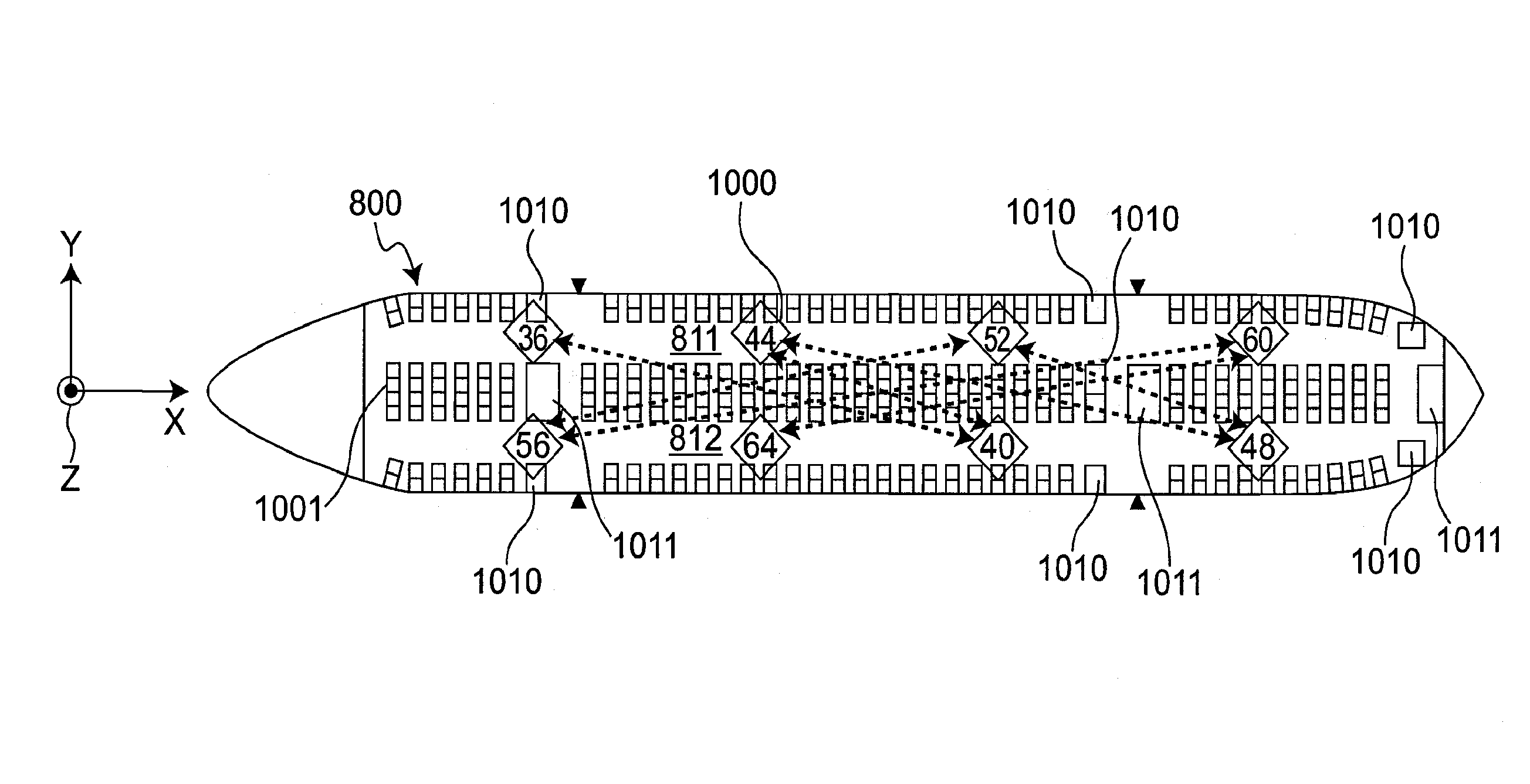 Wireless communication system provided in aircraft for communicating using plural wireless channels