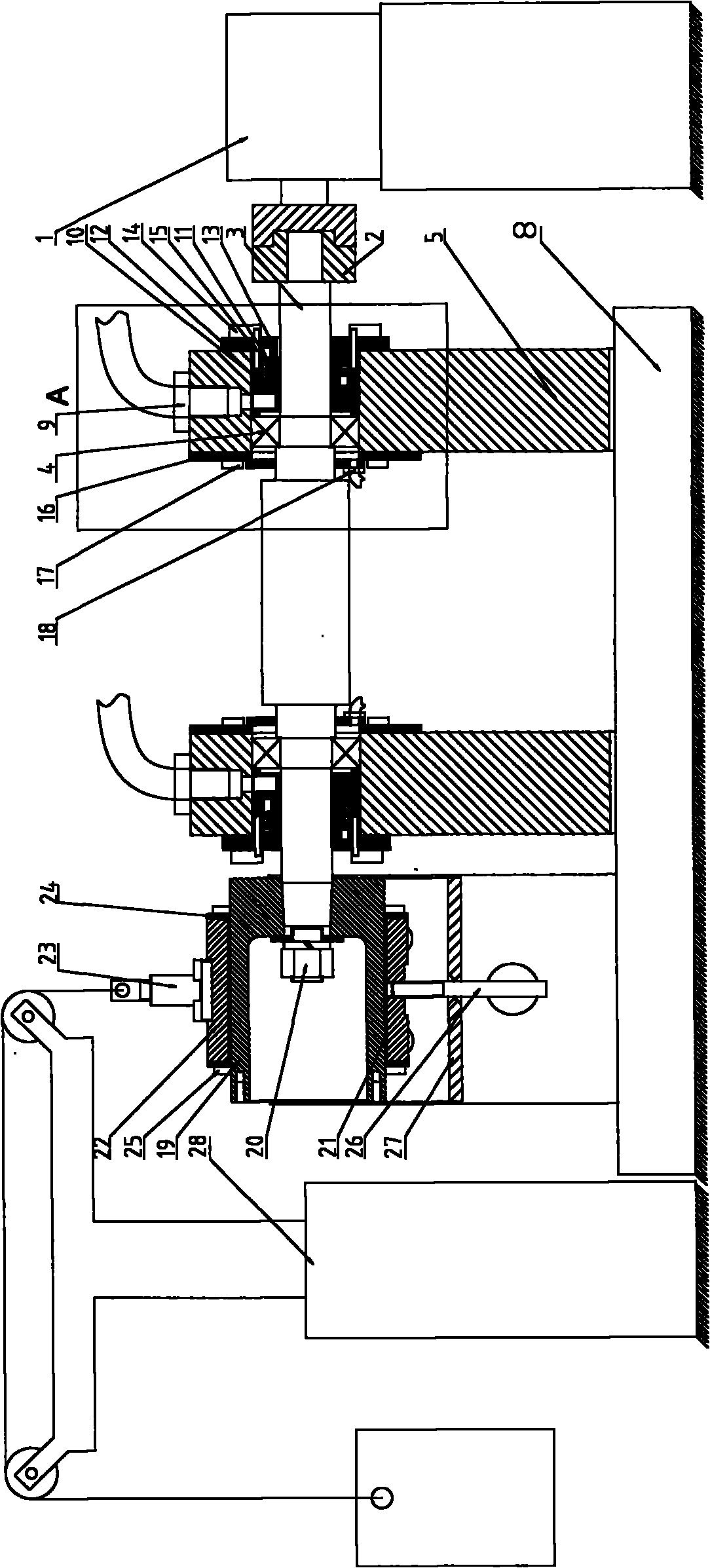 Test device for testing performance of compliant foil gas journal bearing
