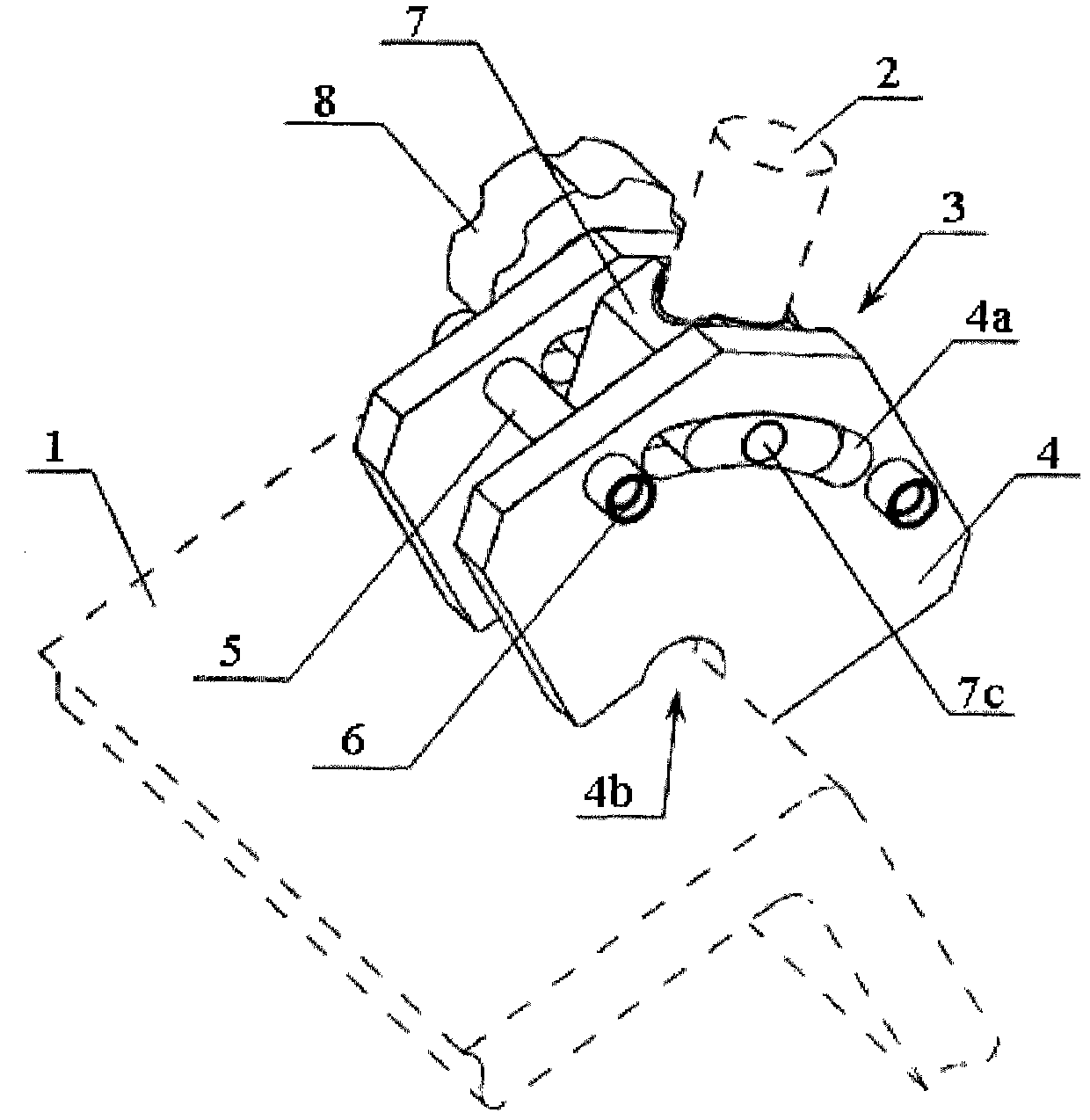 Ultrasonic transducer clamp for detecting convex R region of composite material