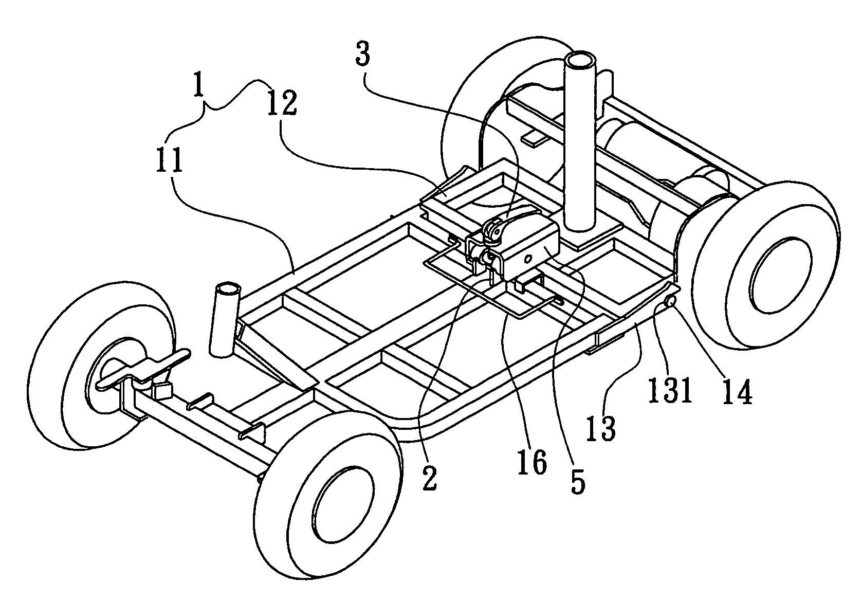 Structure of a frame of an electric cart for a person to ride on