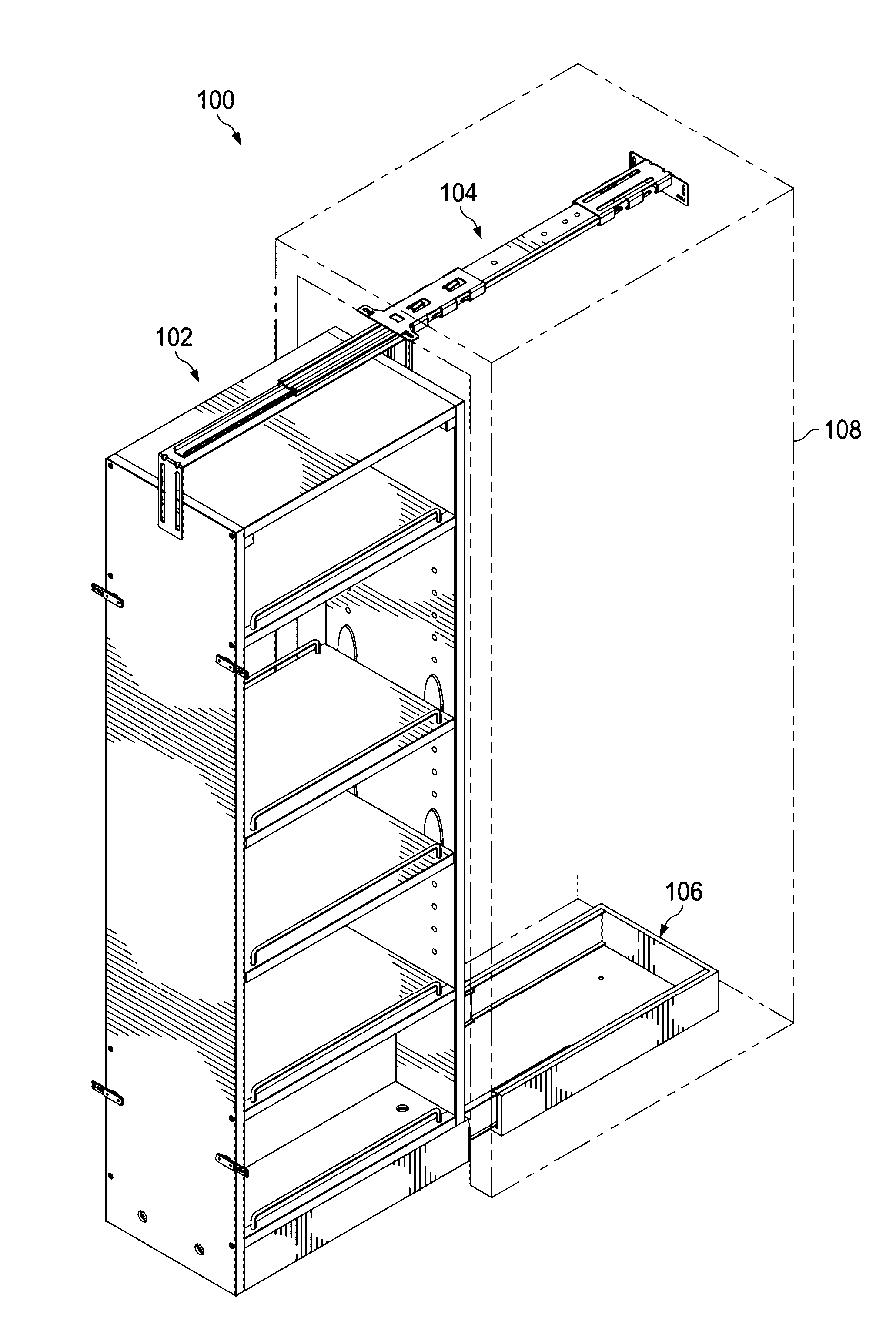 Slidable cabinet pullout apparatus and method of use