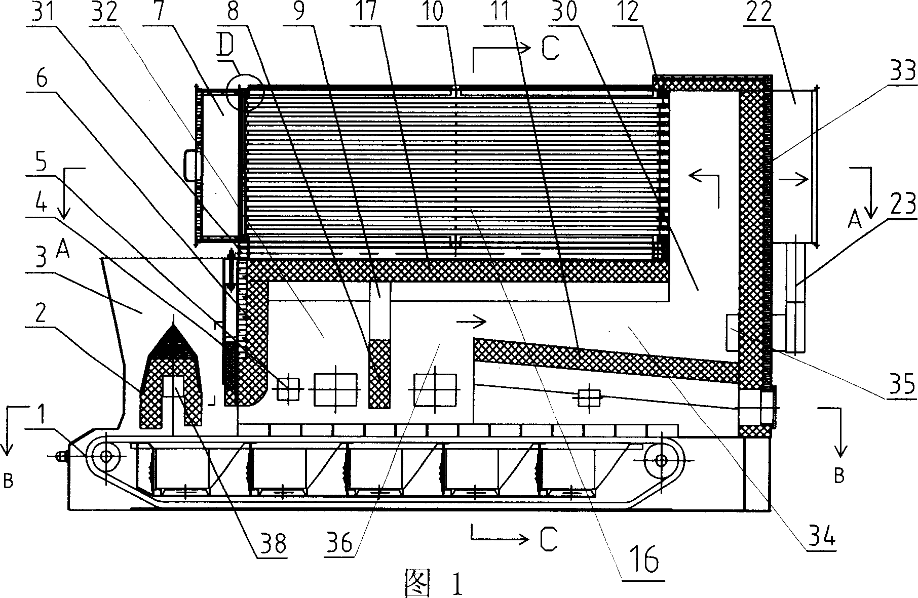 Coal-fired hot blast furnace with pre-combustion hearth and smoke circulating device