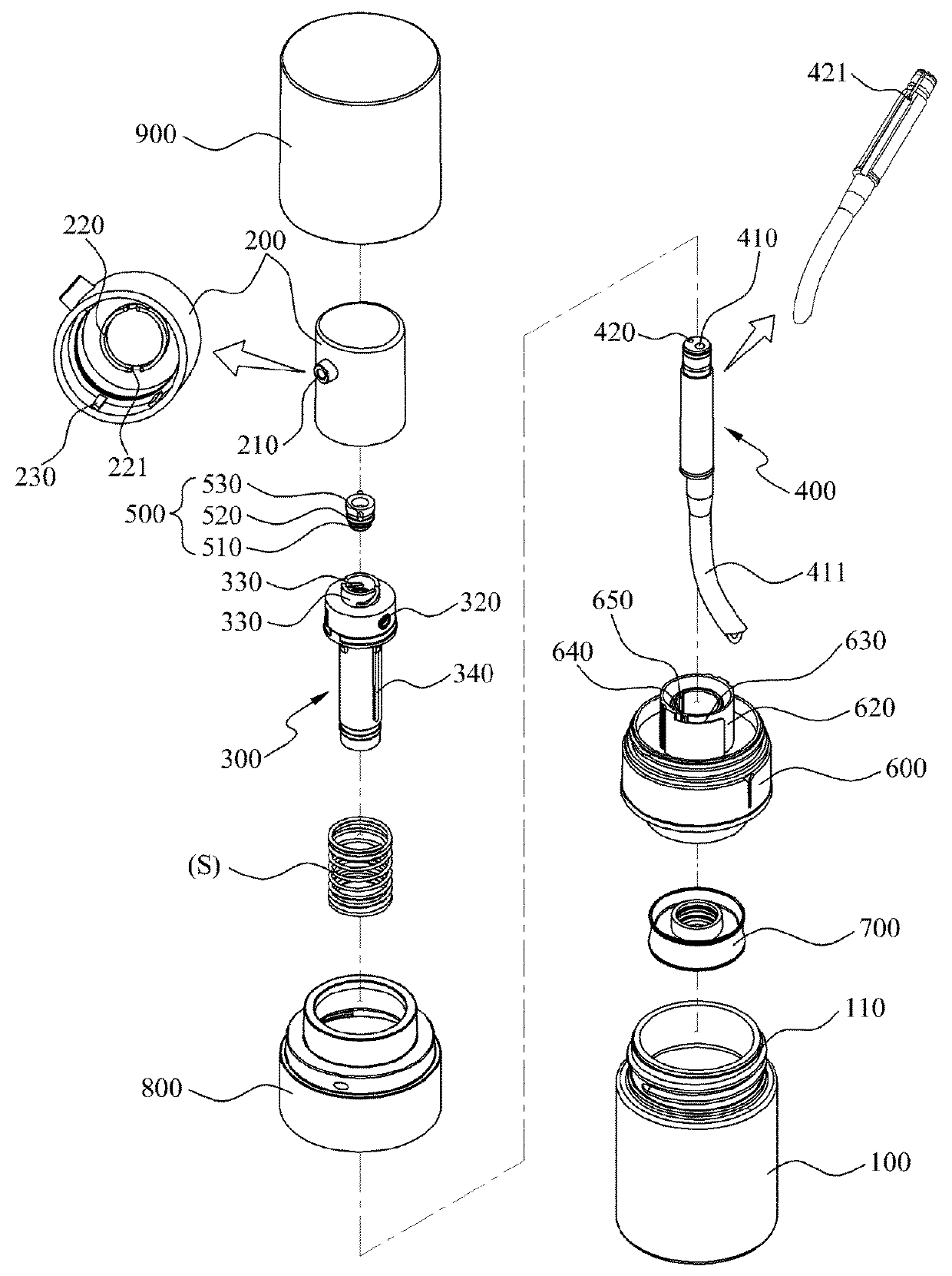 Container for discharging powder