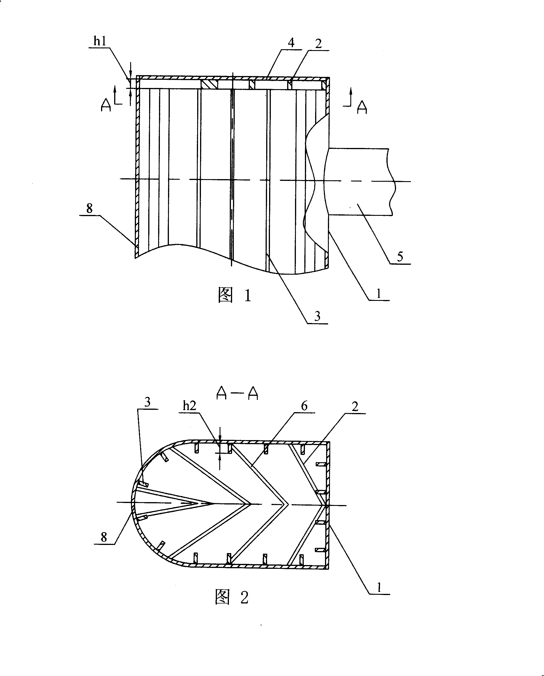 Guide rib for reinforcing internal cycle for smoke purifying reaction tower