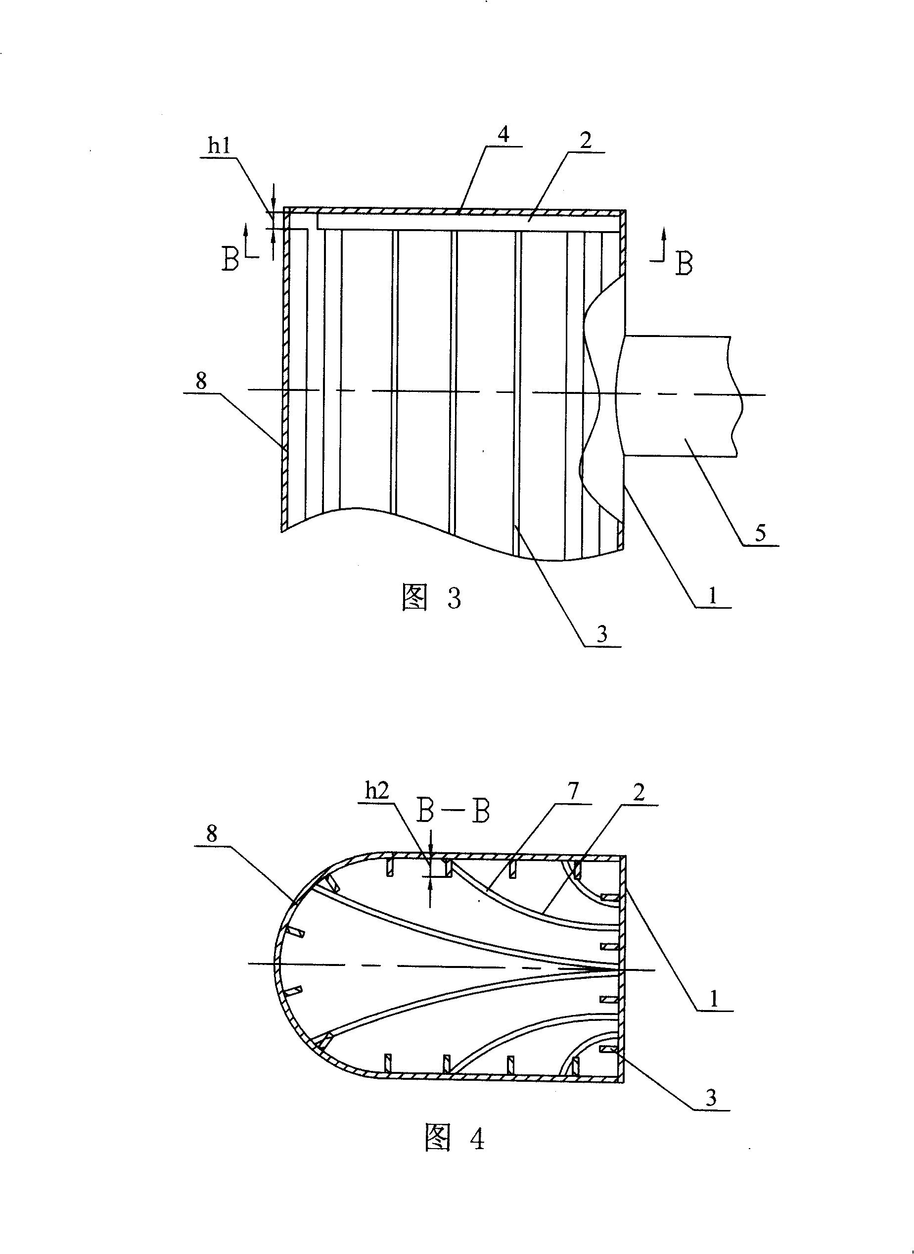 Guide rib for reinforcing internal cycle for smoke purifying reaction tower