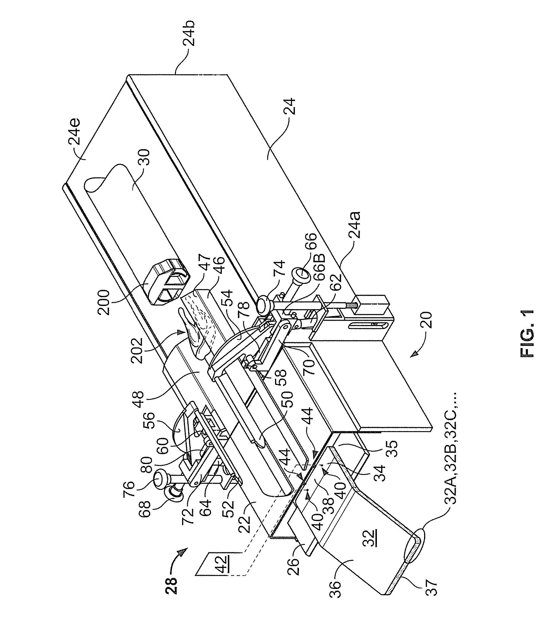 Poly-stretch bagger system with hocking pusher