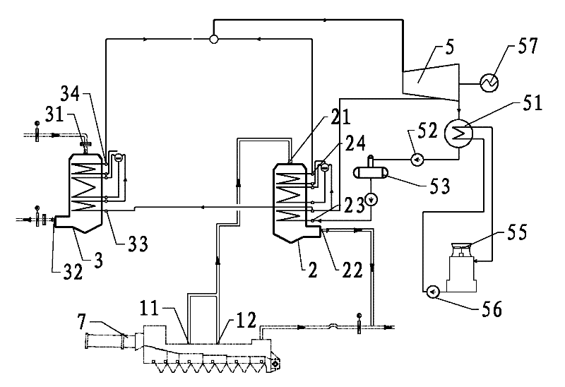 Dry method single-pressure recovery generating system of waste heat for cement production line