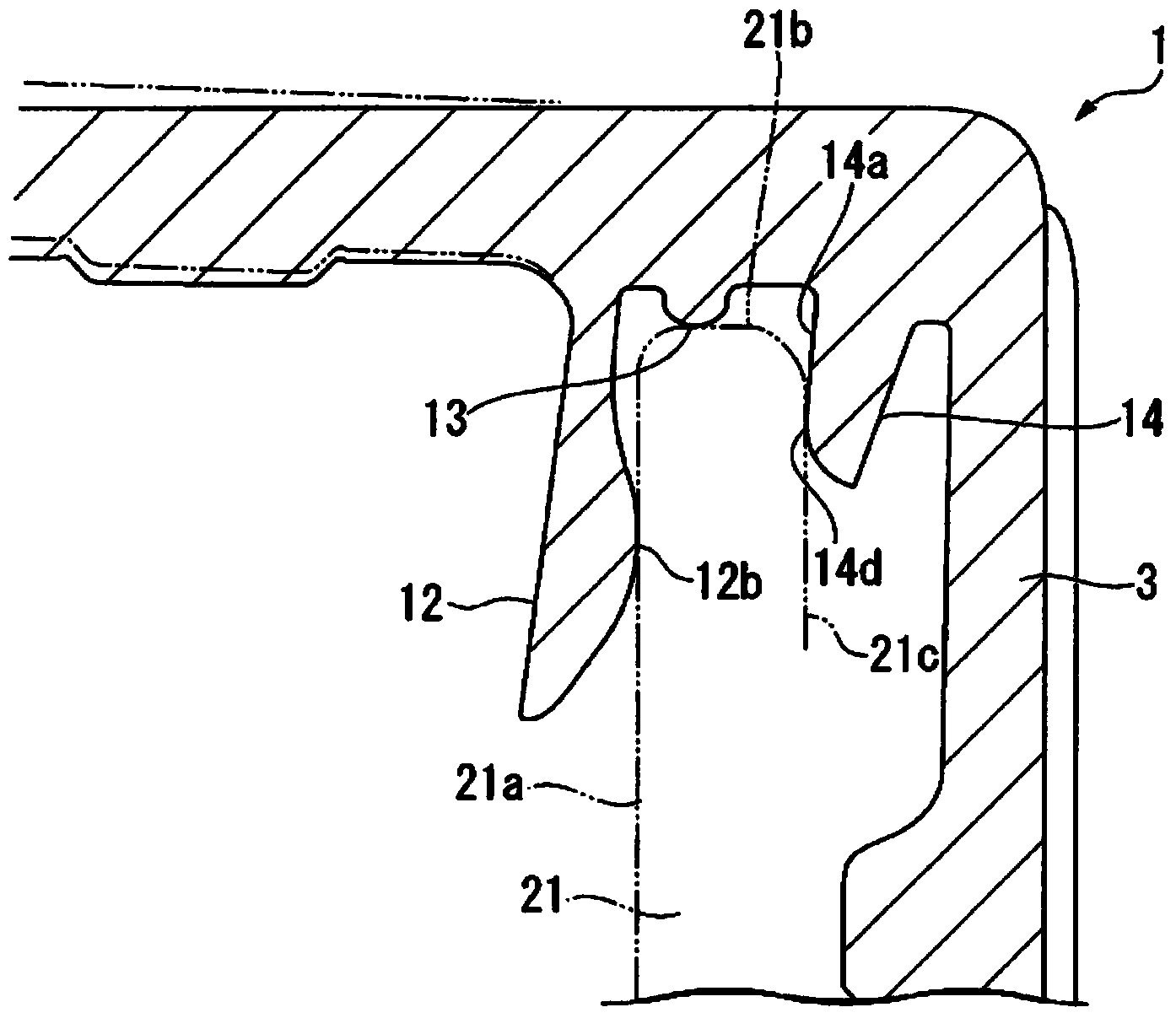 Synthetic resin cap for carbonated beverage-filled container, closure device, and beverage-filled closure device