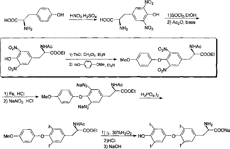 O-p-methoxyphenyl-N,N-ethyl dibenzyl-tyrosine and synthesizing method