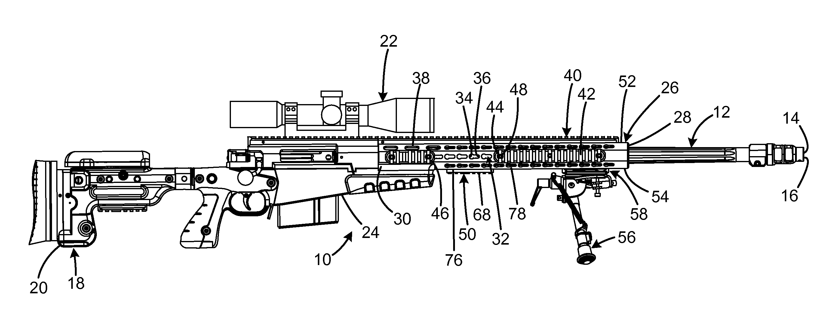 Firearm with keyhole-shaped mounting points