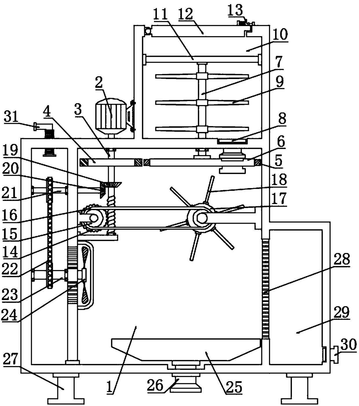 Agricultural efficient overturning winnowing device