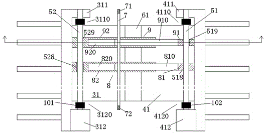 Bridge of automatic cleaning type expansion joint device provided with steel brushes