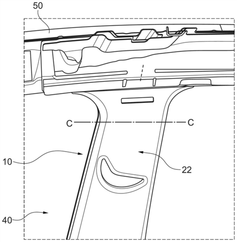 Fastening method and fastening device for B-pillar trim panel of motor vehicle with curtain airbag