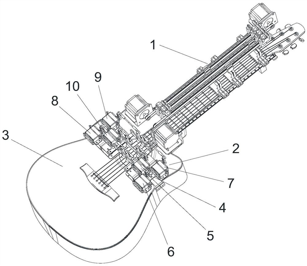 Automatic playing device applied to plucked stringed musical instrument
