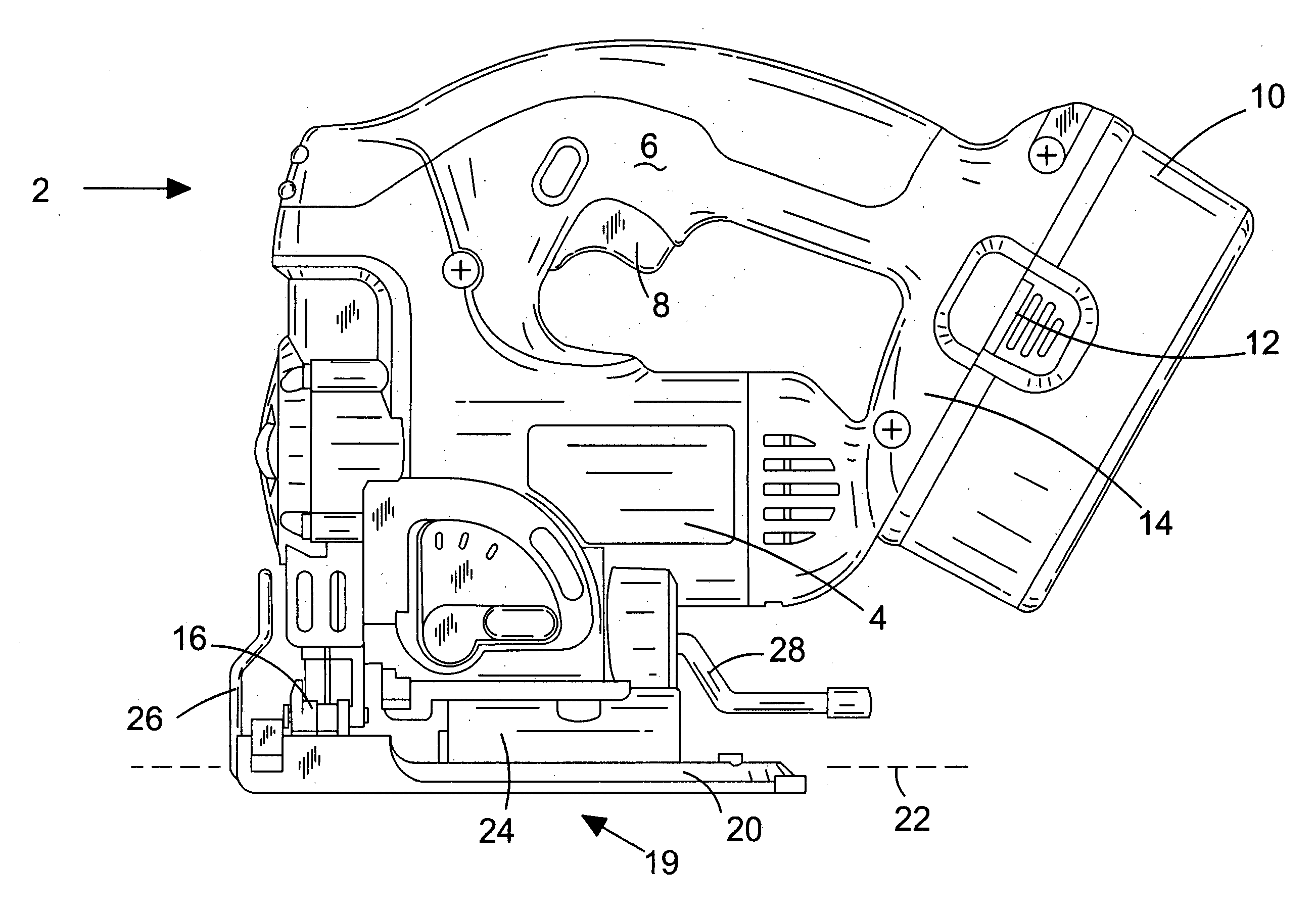 Shoe assembly for power tool power tool incorporating such assembly
