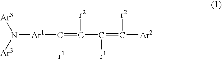 Electroluminescent device containing a butadiene derivative