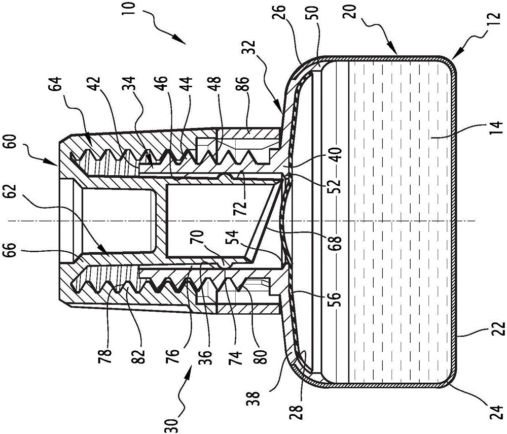 Head for dispensing a cosmetic product, including a scraping device, and associated packaging device