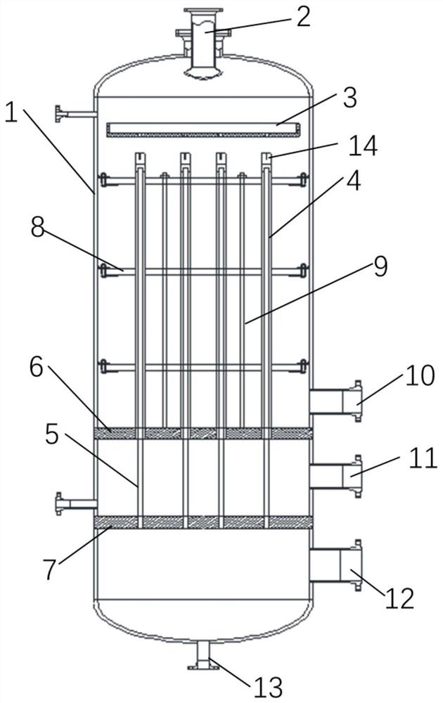 Vertical tube outer falling film evaporator