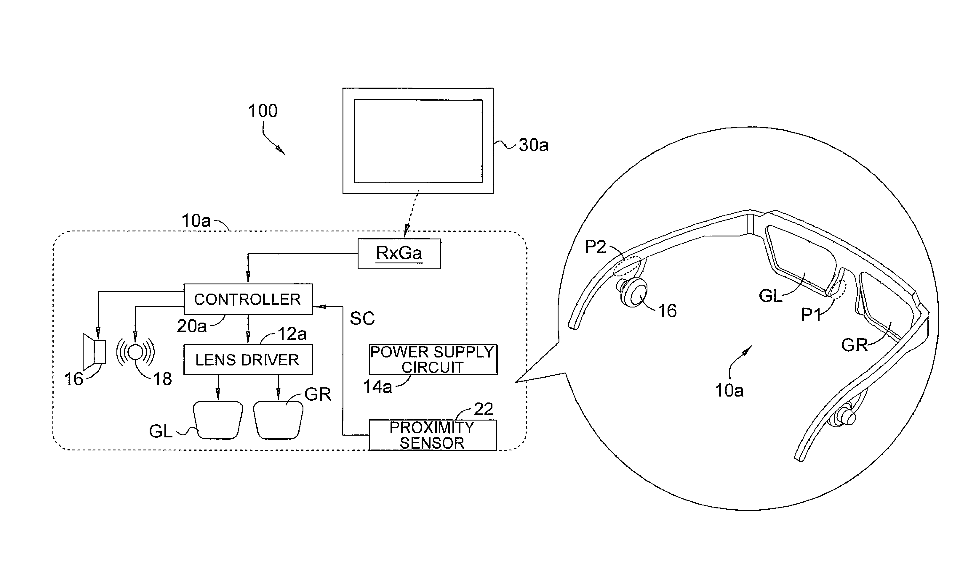 Display apparatus and associated glasses