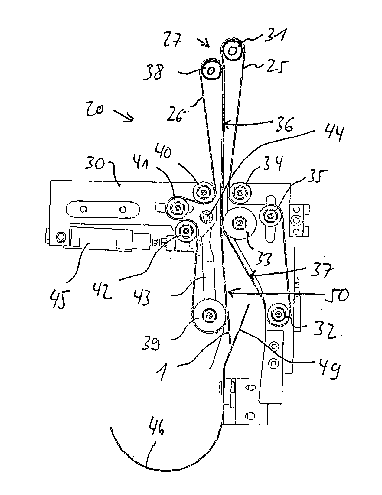 Device for guiding a brochure from a stock-piling device to a brochure conveying device