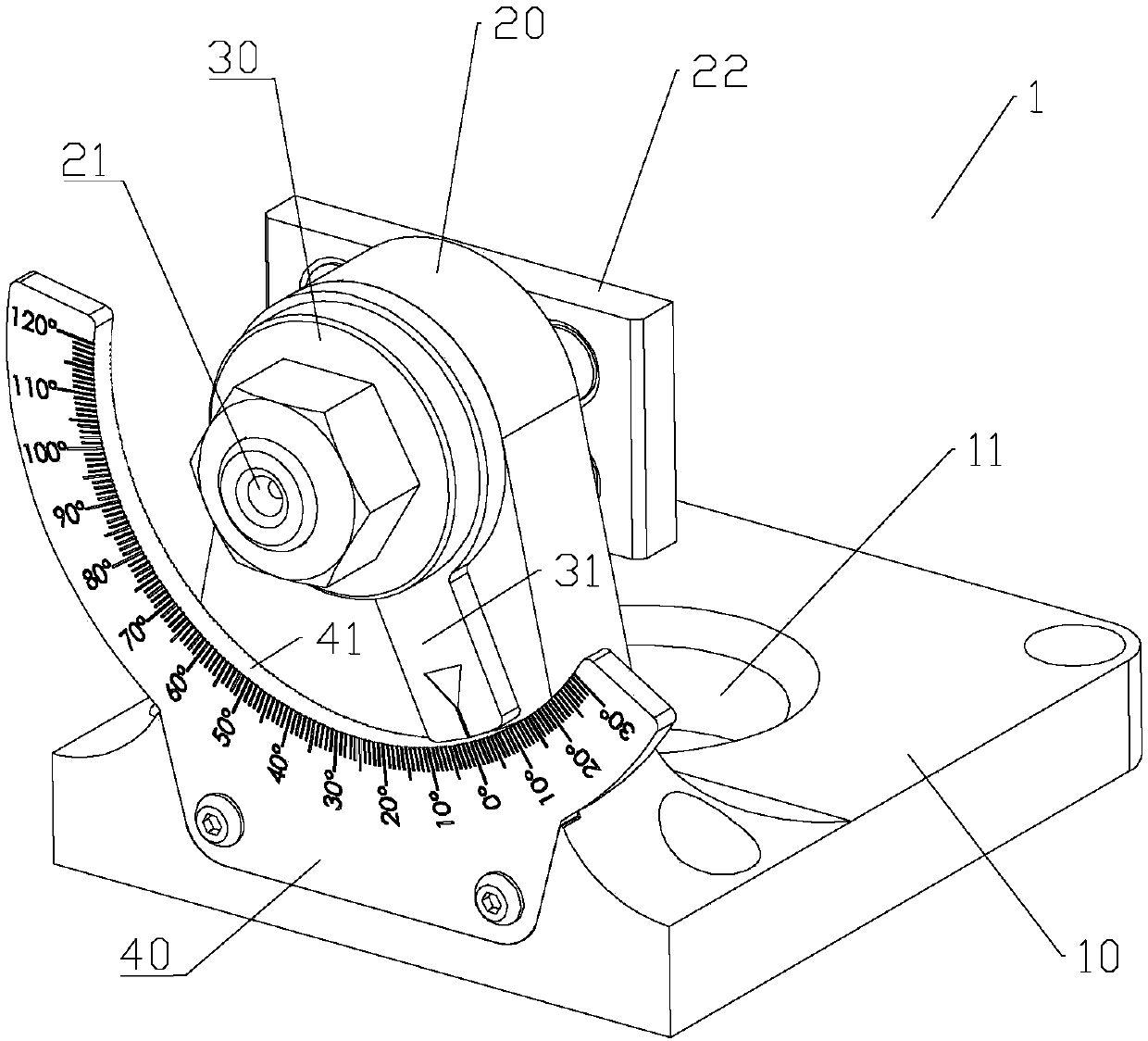 Tilt quantitative adjustment indicator of mixing barrel of stone-like coating mixer