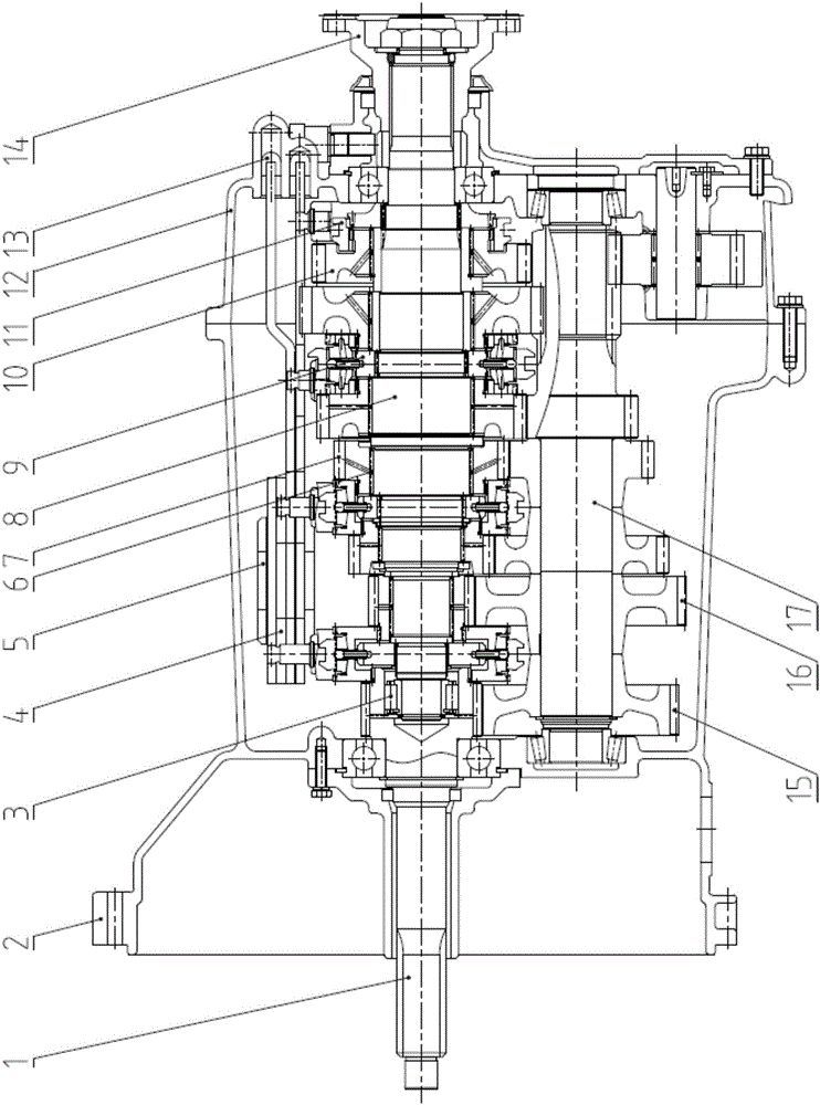 Six-gear single-middle-shaft transmission