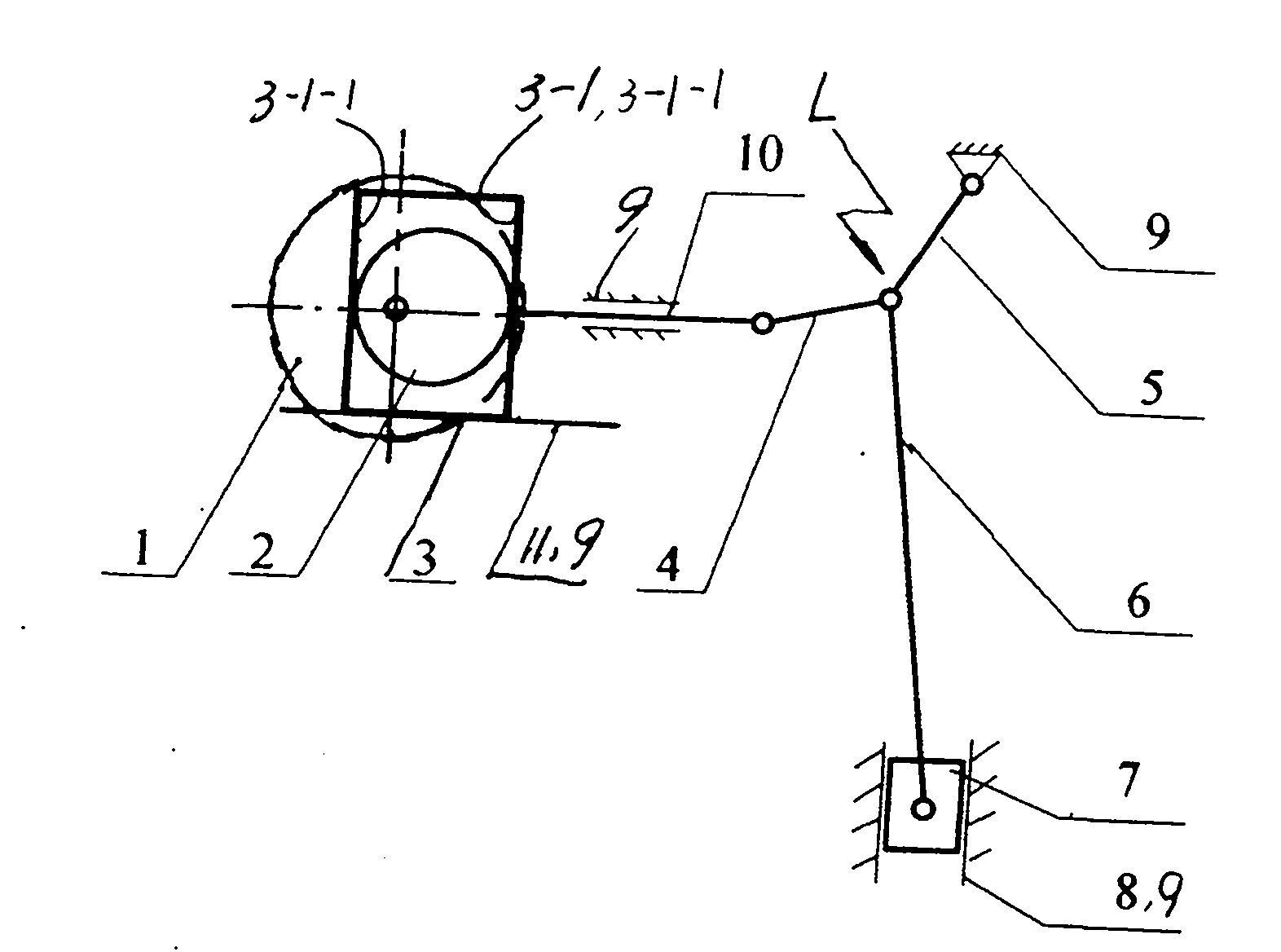 Transmission device of mechanical elbow rod type servo press