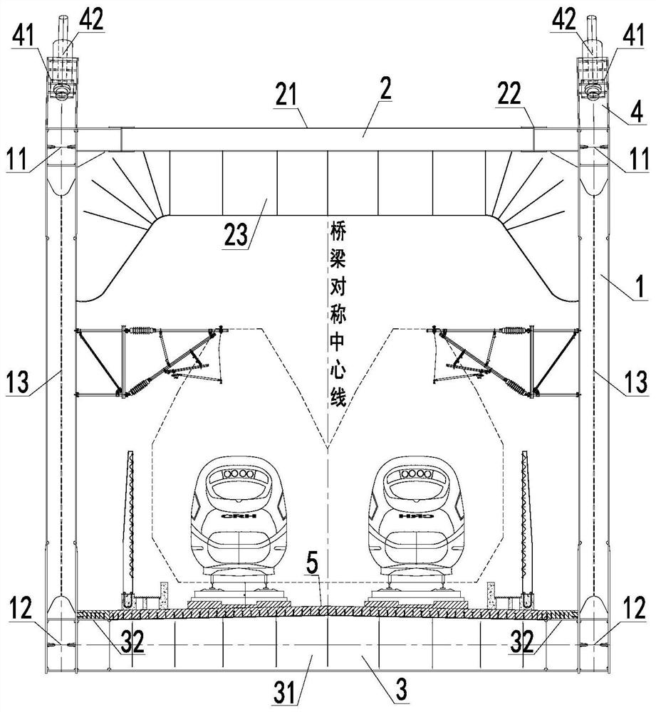 High-speed railway ballastless track cable-stayed bridge steel truss combined girder structure