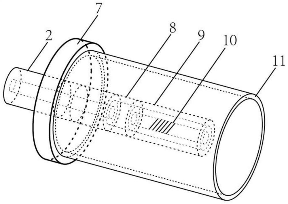 Optical fiber acceleration measuring device based on fiber core mismatch