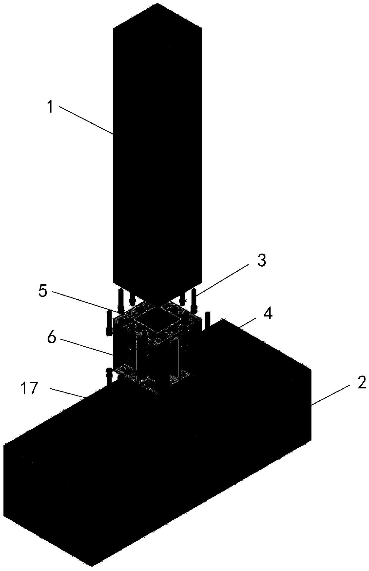 A connection method between a detachable assembled column and a ductile node of the foundation