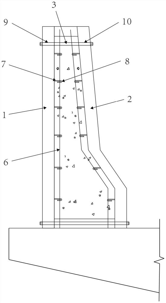 Semi-fabricated concrete guardrail and mounting method thereof